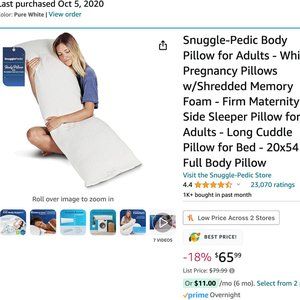 Snuggle-Pedic Long Body Pillow & Cuddledown Pillowcase